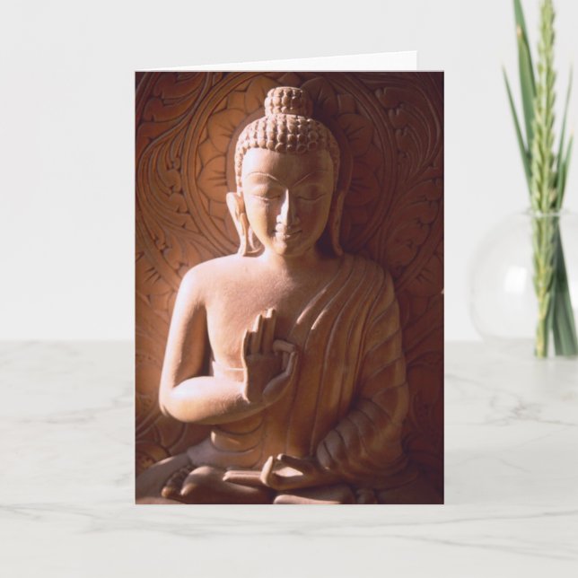 Indian Buddha in Wood Holiday Card (Front)