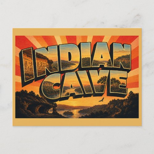 Indian Cave Nebraska River Bluffs Forest Art Postcard