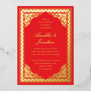 Indian Celebration Wedding Mehndi Party Gold Foil Invitation