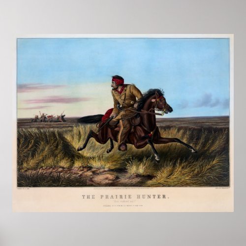 INDIAN CHASE on the PRAIRIE  1852 Poster