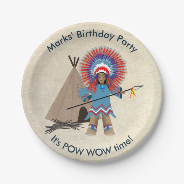 Indian Chief Birthday Party Paper Plates (Front)