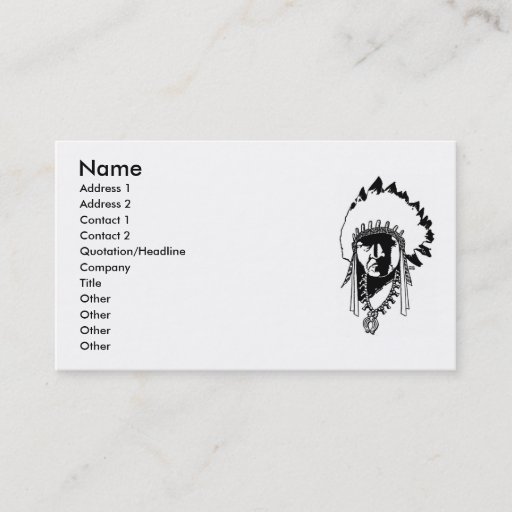 Customizable Indian Chief Business Card
