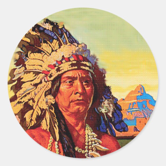 Indian Chief Classic Round Sticker (Front)
