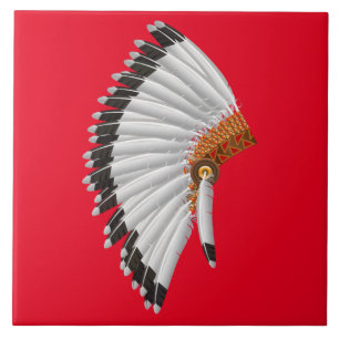 Indian chief Feather Hat Design Ceramic Tile