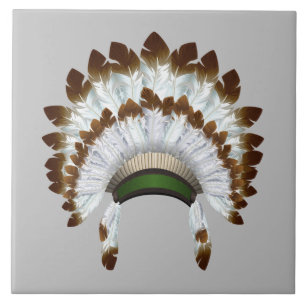 Indian chief Feather Hat Design Ceramic Tile