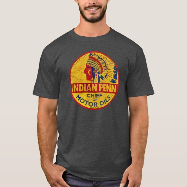 Indian Chief Gasoline Vintage Emblem T-Shirt (Front)