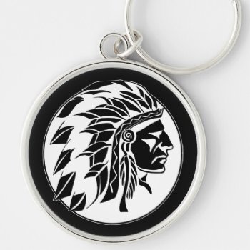 Indian Chief Head Keychain by nativeamericangifts at Zazzle
