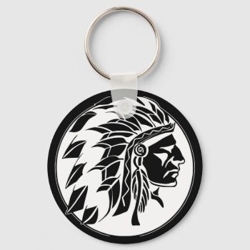 Indian Chief Head Keychain by nativeamericangifts at Zazzle