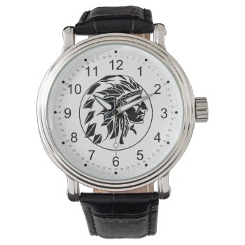 Indian Chief Head Watch by nativeamericangifts at Zazzle