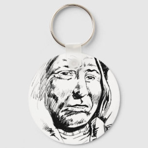 Indian Chief Ink Sketch Motivational Keychain