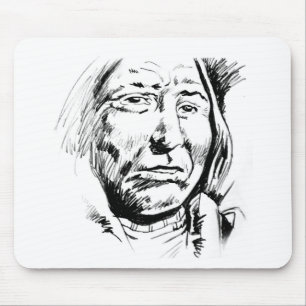 Indian Chief Ink Sketch Motivational Mouse Pad