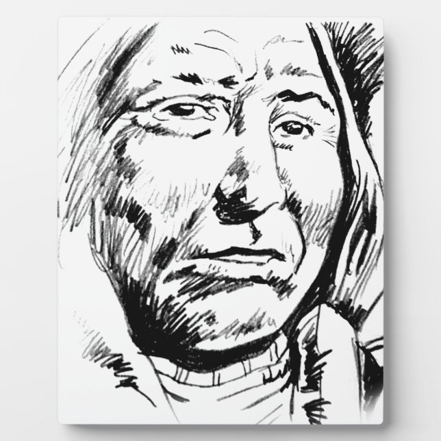 Indian Chief Ink Sketch Motivational Plaque (Front)