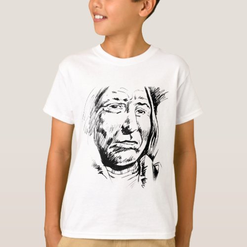 Indian Chief Ink Sketch Motivational T_Shirt