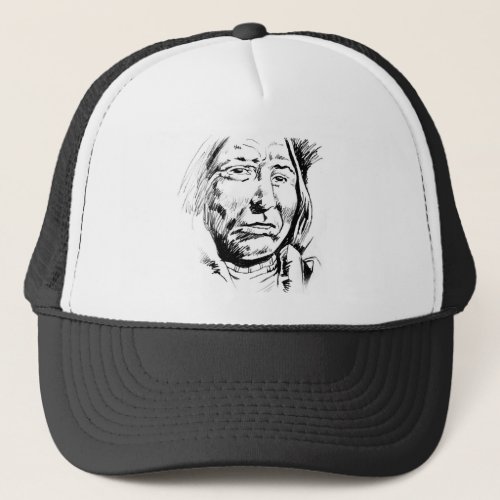 Indian Chief Ink Sketch Motivational Trucker Hat