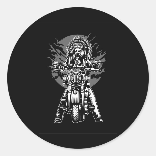 Indian Chief Motorcycle Classic Round Sticker (Front)
