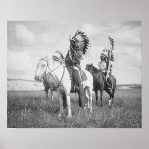 Indian Chief on Horseback, 1905. Vintage Photo Poster