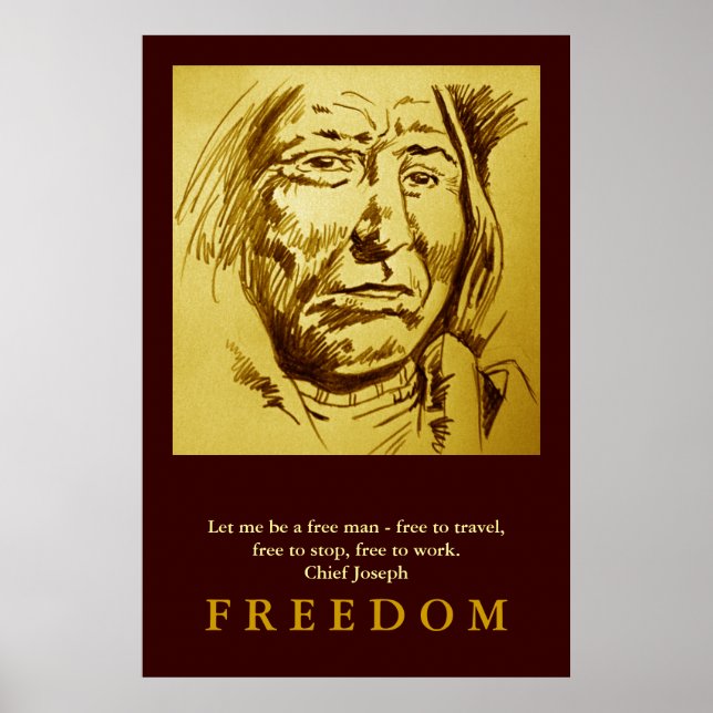 Indian Chief Pencil Sketch Motivational Poster (Front)