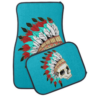 Indian Chief Skull Car Floor Mat