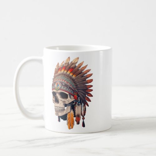 Indian Chief Skull  Native American Skull  Coffee Mug