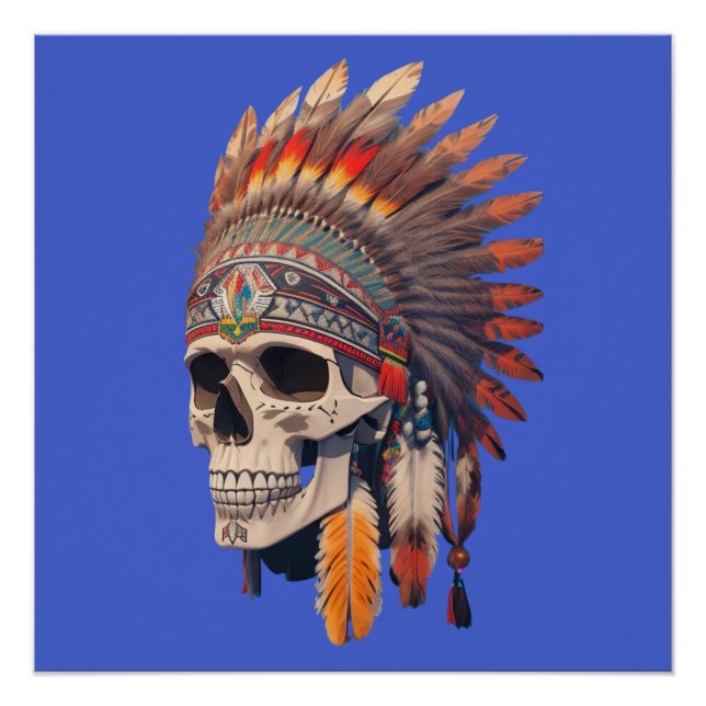 Indian Chief Skull | Native American Skull Poster (Front)