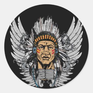 Indian Chief Wings Classic Round Sticker