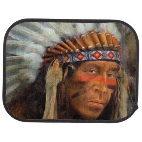 Indian Chief With Feather Headdress Printed Car Floor Mat