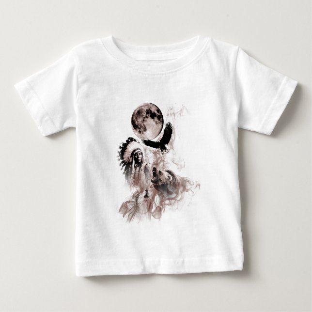 Indian Chief - Wolf - Moon - Bear - Eagle Baby T-Shirt (Front)
