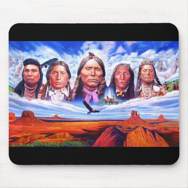 Indian Chiefs Add Your Text Native Americans Mouse Pad (Front)