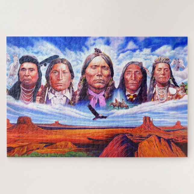 Indian Chiefs Famous Native Americans Painting Jigsaw Puzzle (Horizontal)