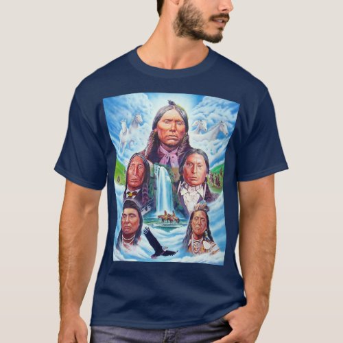 Indian Chiefs Native Americans Mens Navy Blue T_Shirt