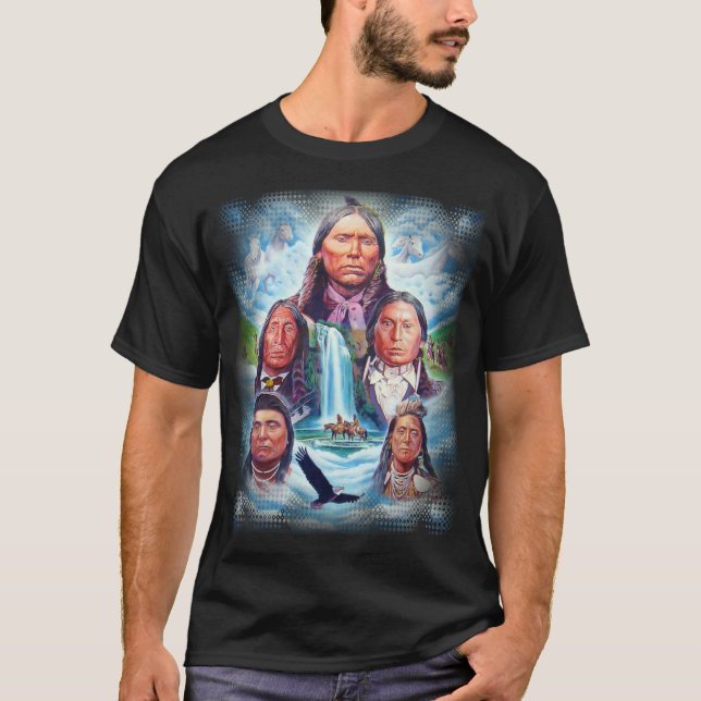 Indian Chiefs Native Americans Mens Template Black T-Shirt (Front)