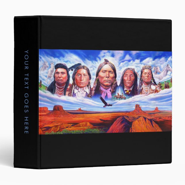 Indian Chiefs Template Famous Native Americans 3 Ring Binder (Front/Spine)