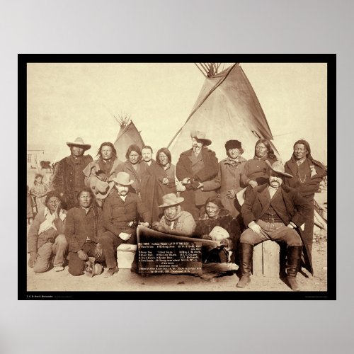 Indian Chiefs with New York World Pennant SD 1891 Poster