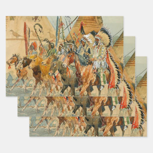 Indian Chiefs with Standards by Edward Borein Wrapping Paper Sheets