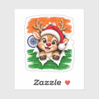 Indian Christmas Reindeer Sticker