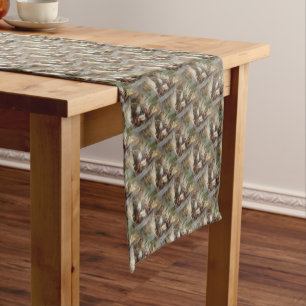 Indian Colored Corn In Wicker Basket Fall Pattern Short Table Runner