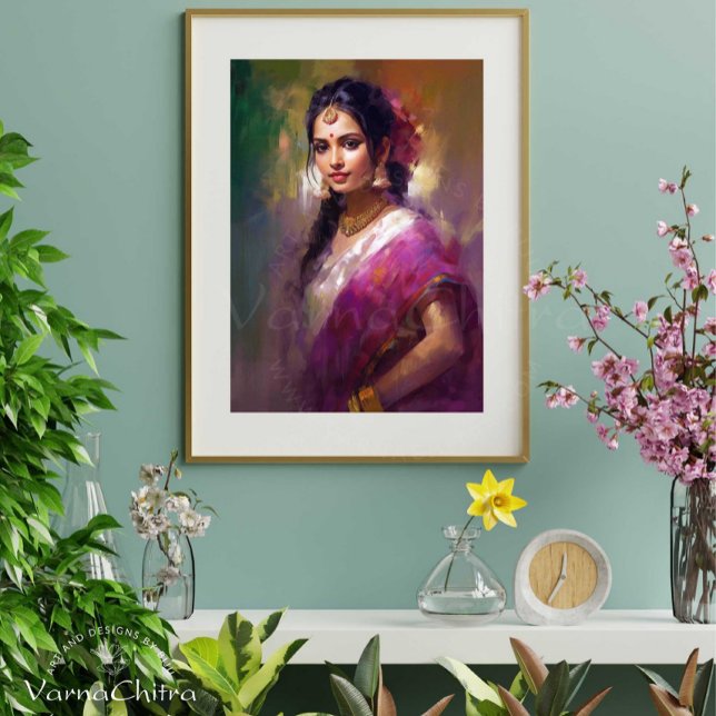 Indian Contemporary Figurative Painting Canvas Print (This painting purchased as a digital download can be custom framed either at a local shop or online)