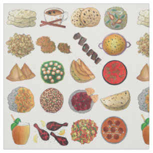Indian Cooking Foods Dishes Cuisine of India Fabric