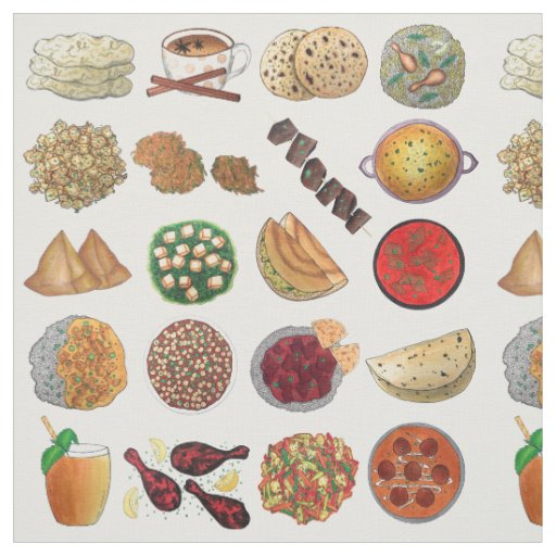 Indian Cooking Foods Dishes Cuisine of India Fabric