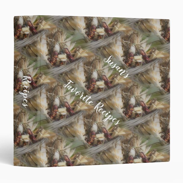Indian Corn In Wicker Basket Pattern Recipe 3 Ring Binder (Front/Spine)