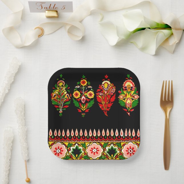 Indian Cotton Fabric  Paper Plates (Wedding)