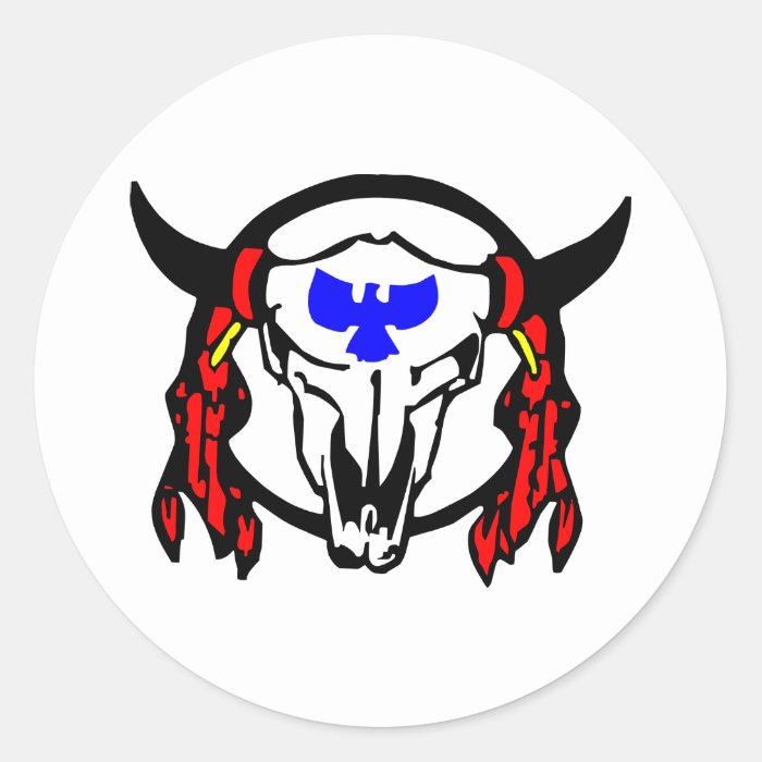 Indian Cow Skull Round Sticker