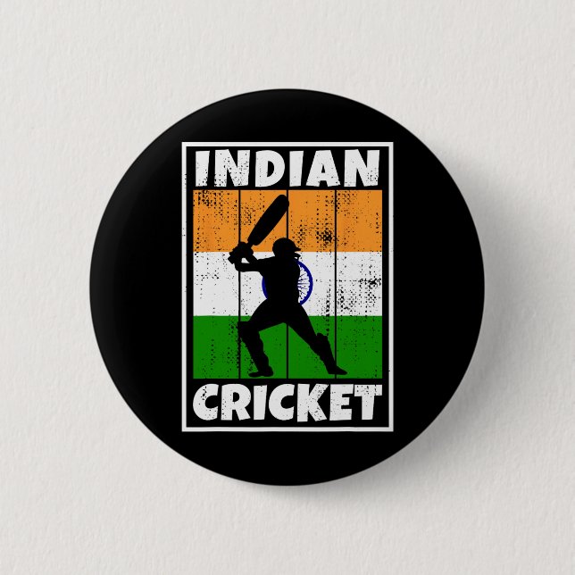Indian Cricket Fan Flag Of India Cricket  Button (Front)
