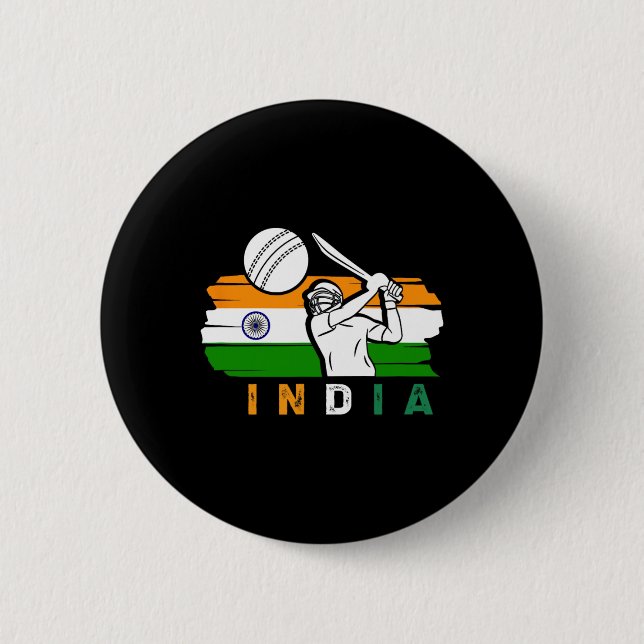Indian Cricket Player Team Cricket Fans India Cric Button (Front)