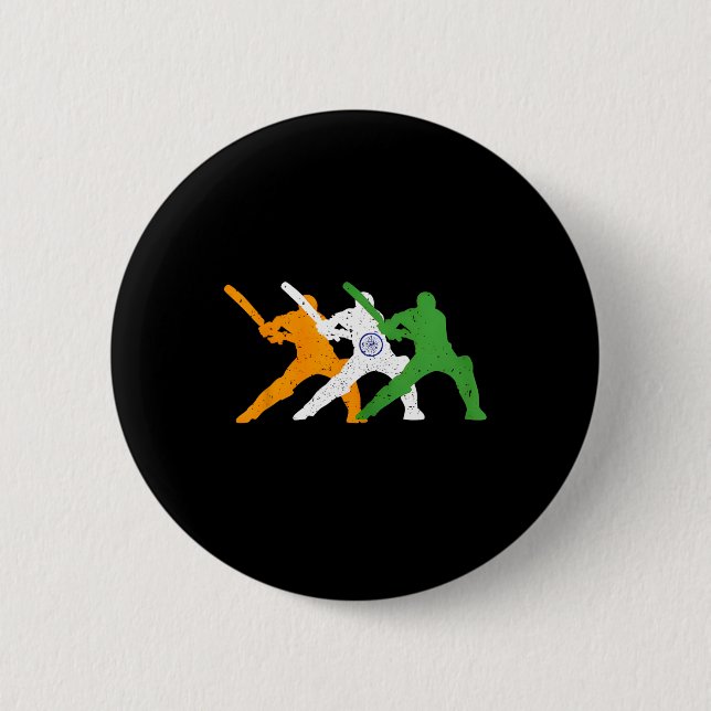 Indian Cricket Team Cricketer Fan Tsmen Flag Of In Button (Front)