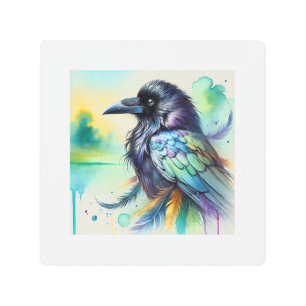 Indian crow in watercolor 160924AREF150 - Watercol Metal Print