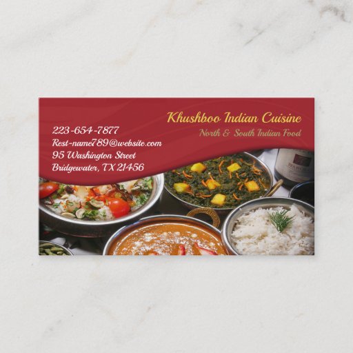 Customizable Indian Cuisine Business Card