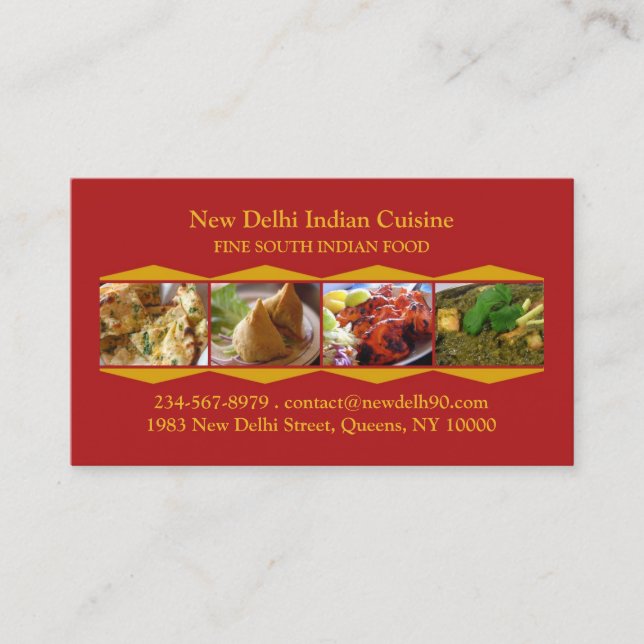Indian Cuisine Business Card Template (Front)