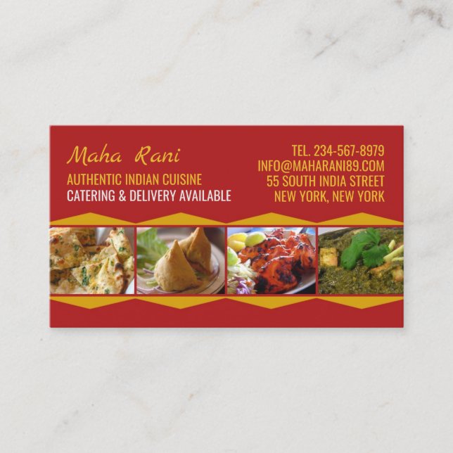 Indian Cuisine Business Card Template (Front)