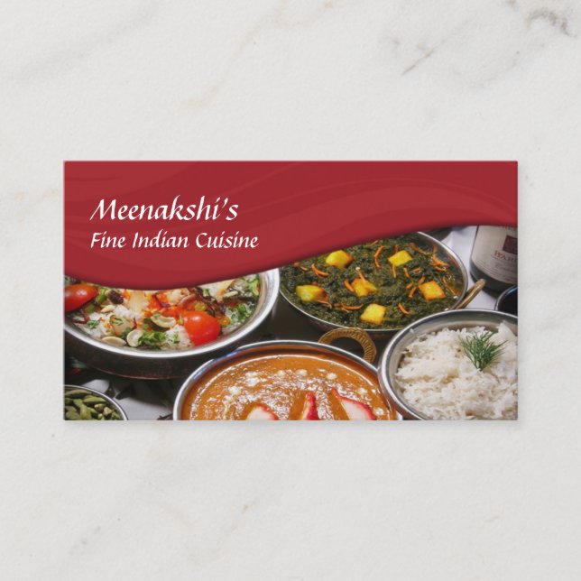 Indian Cuisine Business Card Template (Front)